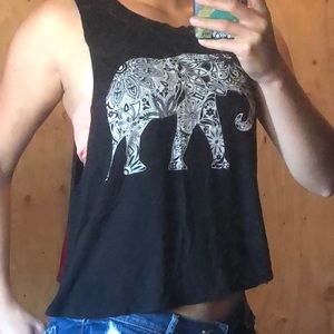 Black crop sleeve tank top